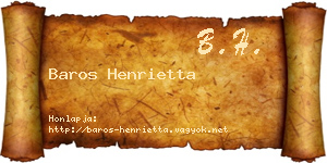 Baros Henrietta névjegykártya